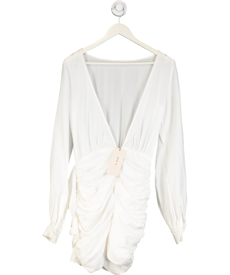 House of CB White Backless Ruched Chamberry Mini Dress UK S