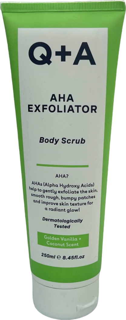 Q+A AHA Exfoliator Body Scrub Golden Vanilla and Coconut Scent 250ml