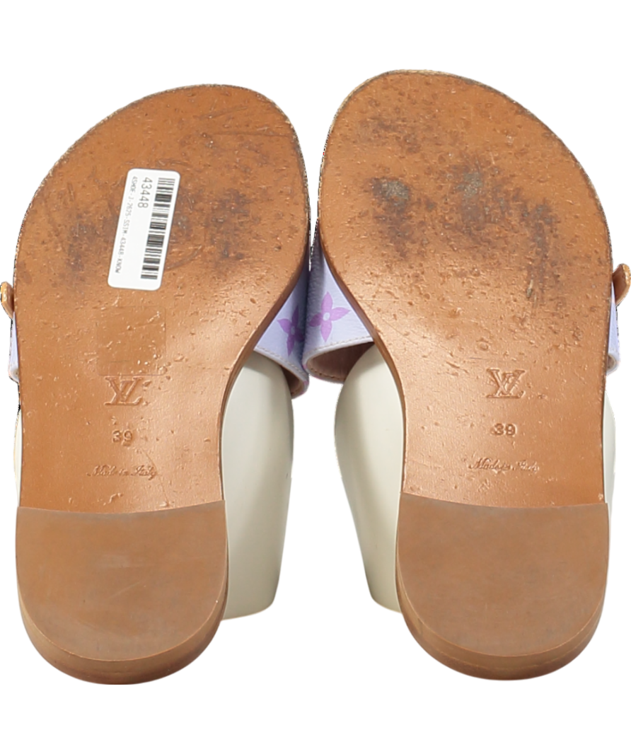Louis Vuitton Pink Pink/purple Canvas Monogram Flat Slides UK 6 EU 39 👠