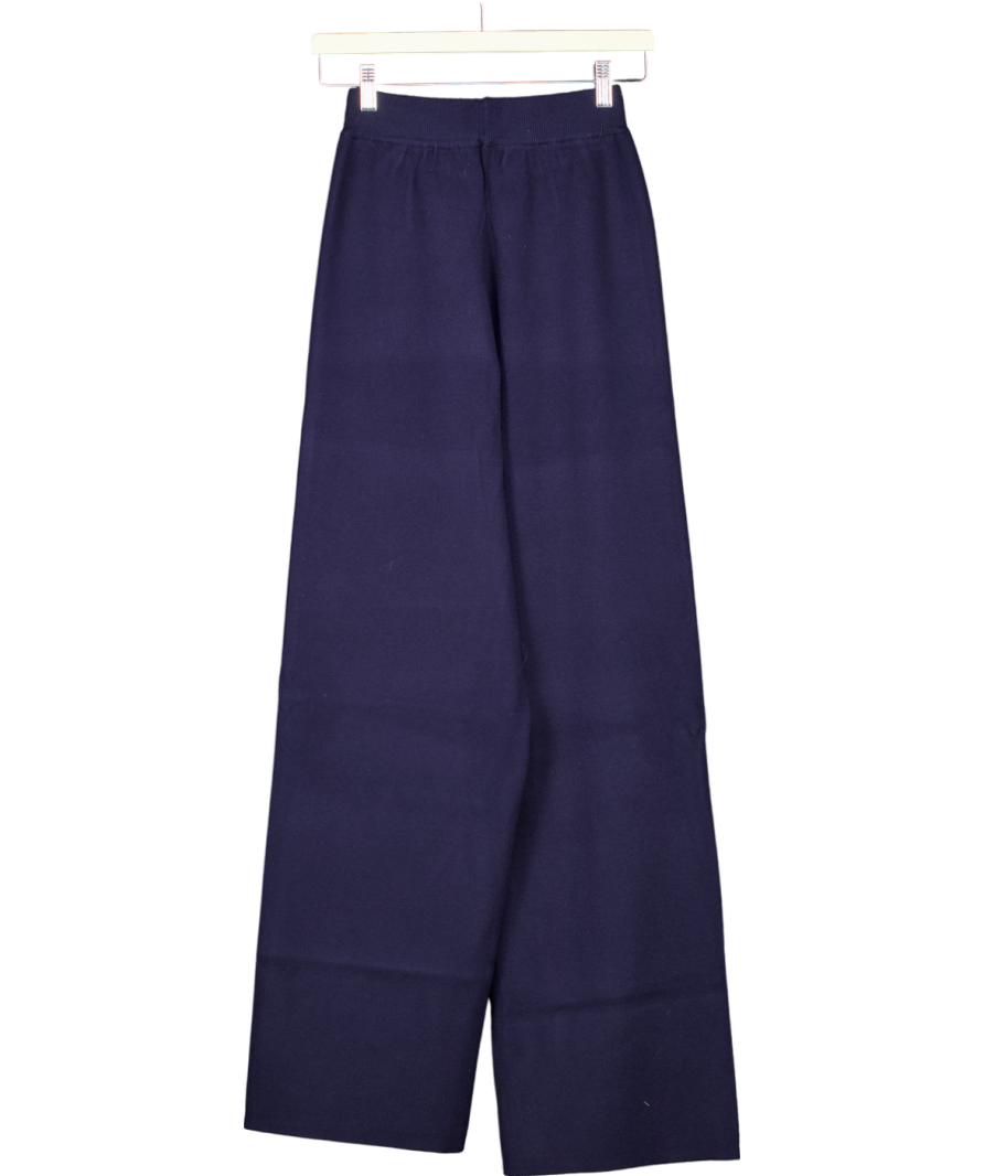4th & Reckless Blue Navy Knitted Wide Leg Trouser- Alexia UK 8