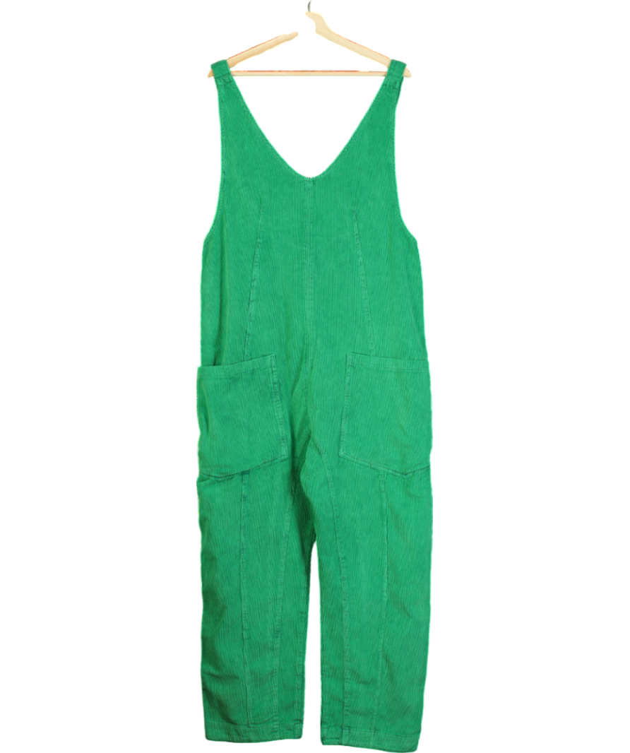 Free People Green High Roller Cord Jumpsuit UK M