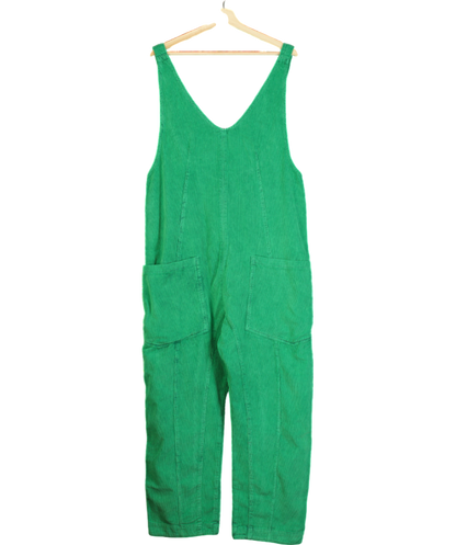 Free People Green High Roller Cord Jumpsuit UK M