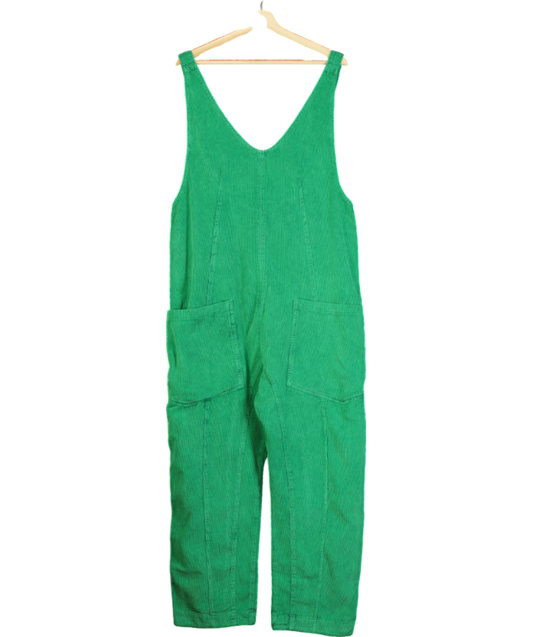 Free People Green High Roller Cord Jumpsuit UK M