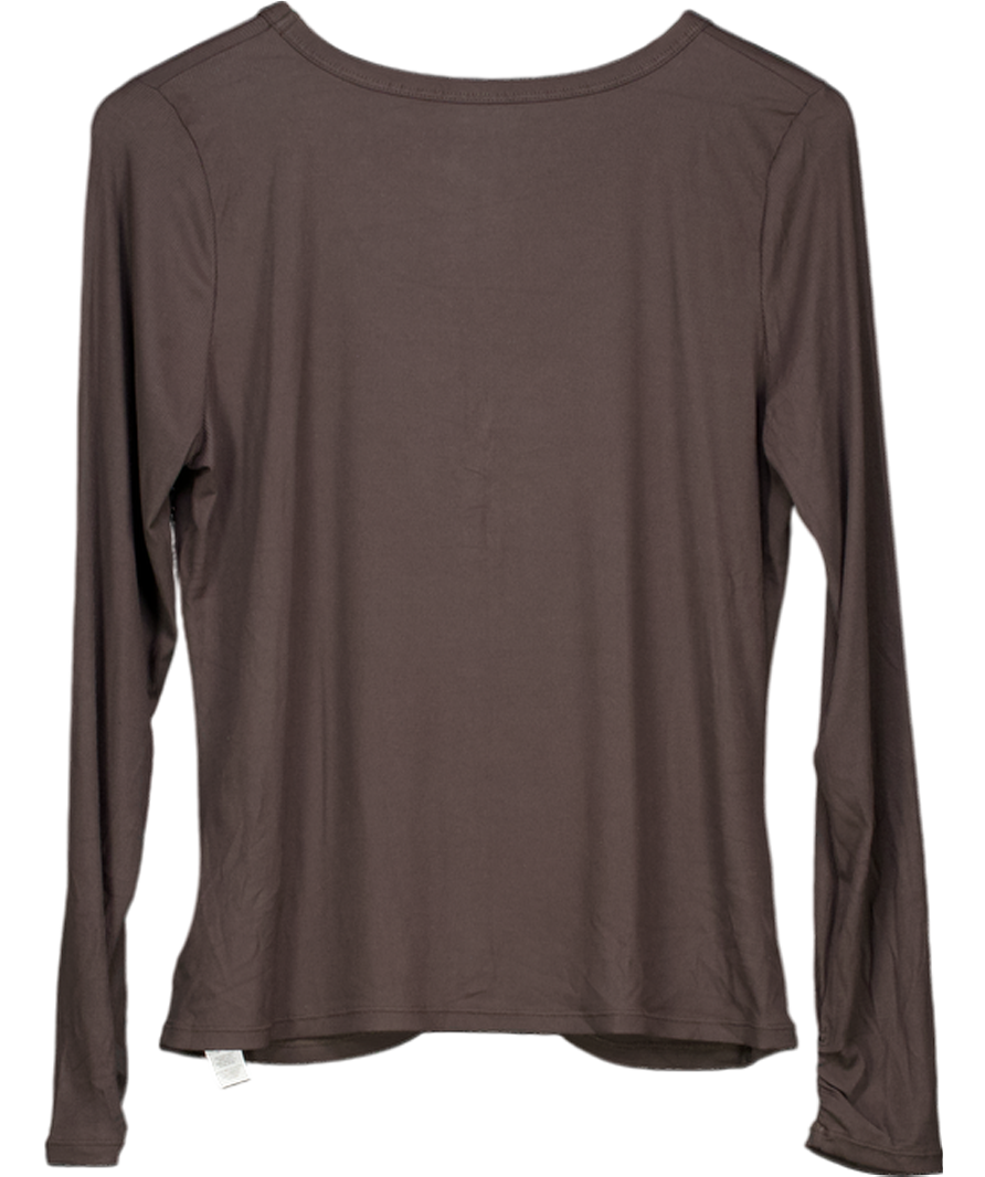 T/ALA Brown 365 Sculpting Lounge Gathered Button Up Cardigan - Espresso UK XL