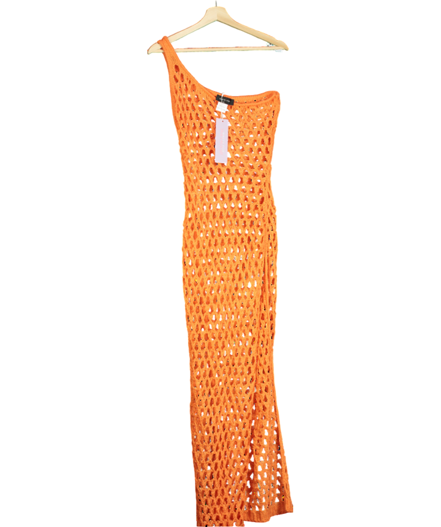 White Fox Orange In My Feelings Crochet Maxi Dress UK L/XL