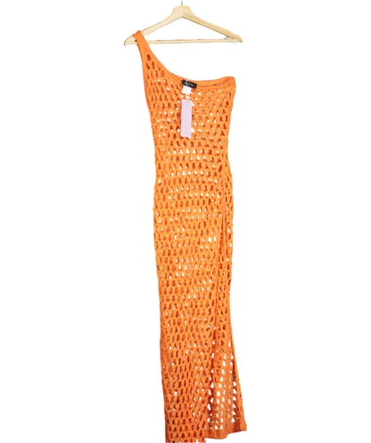 White Fox Orange In My Feelings Crochet Maxi Dress UK L/XL