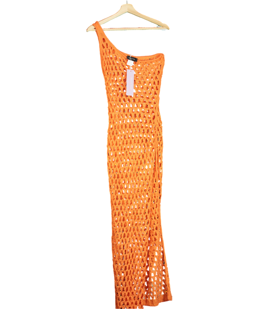 White Fox Orange In My Feelings Crochet Maxi Dress UK L/XL