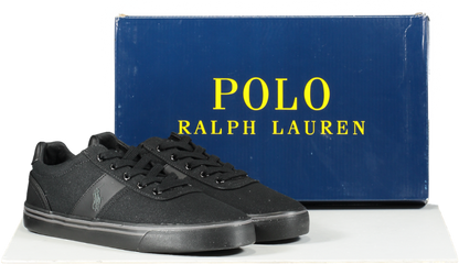 Polo Ralph Lauren Black Fabric Embroidered Logo Trainers BNIB UK 12 EU 46 👞