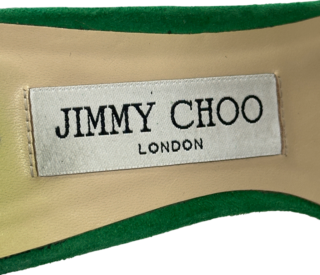 Jimmy Choo Green Marsai 90 Suede Sandal UK 6 EU 39 👠