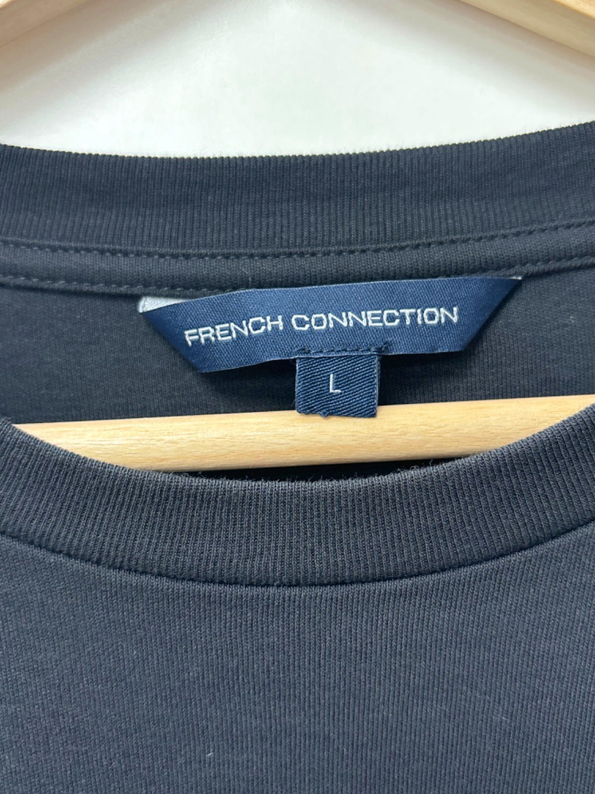 French Connection Black Long Sleeve Slogan Top L