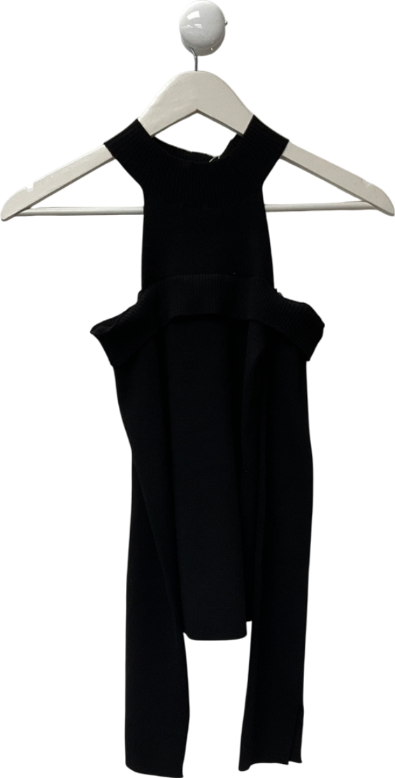 PRETTY LAVISH Black Kennedy Cut Out Knitted Top UK XS