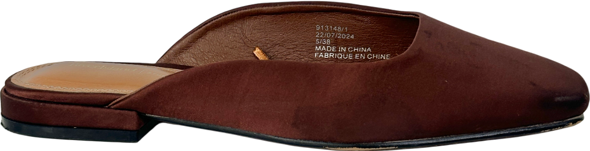 River Island Brown Backless Flat Slip On Mules UK 5 EU 38 👠