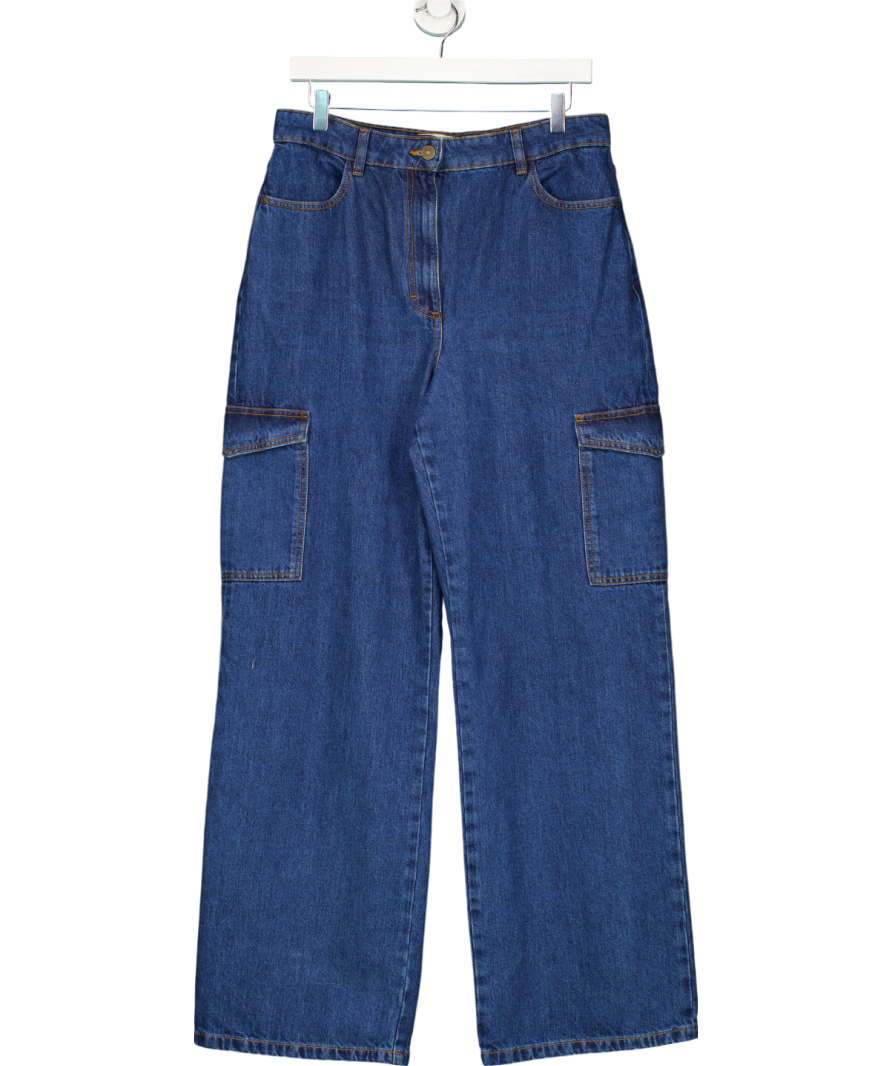 Sezane Blue Cargo Jeans UK 14