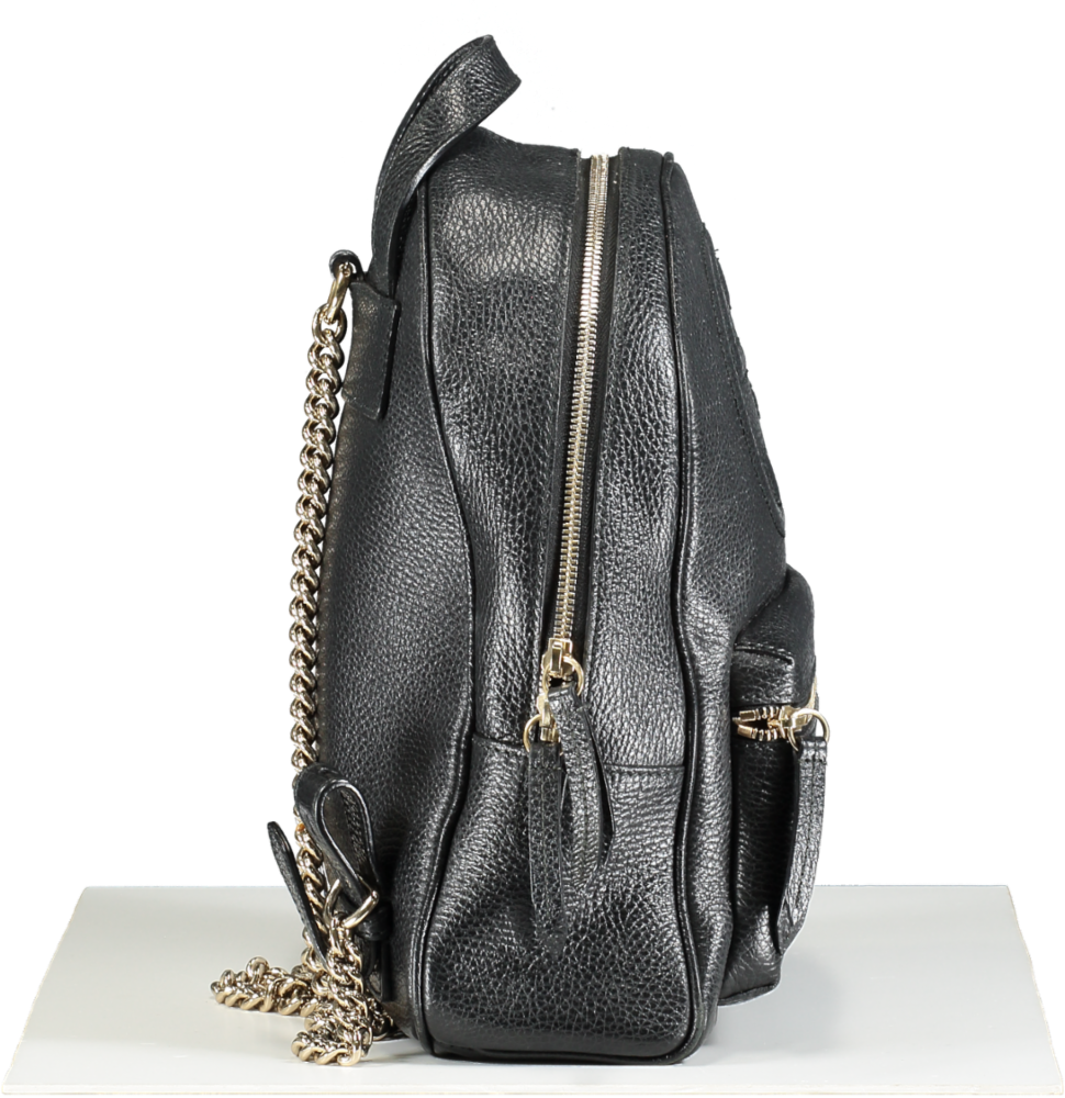 GUCCI Black Soho Chain Leather Backpack One Size