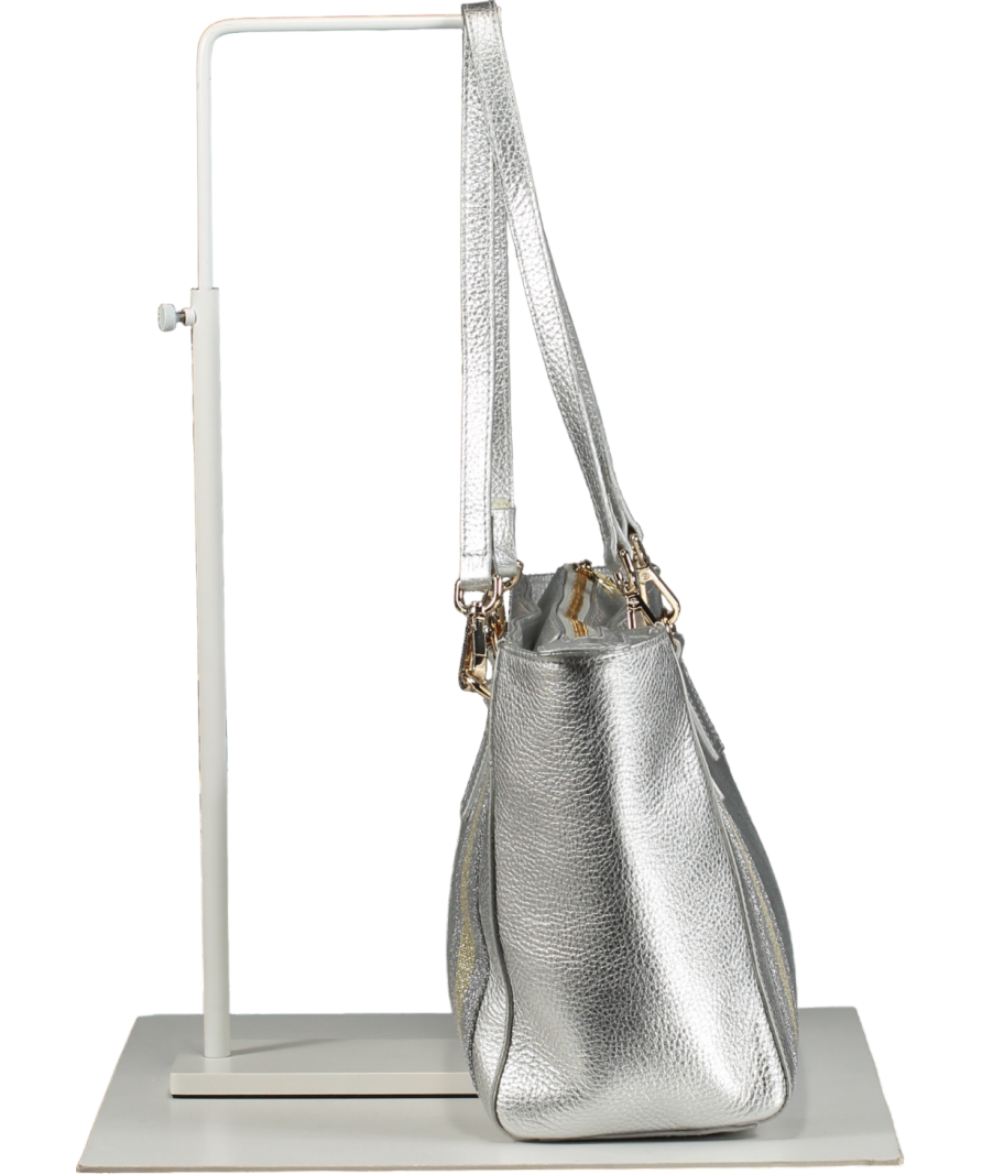 Meg & Bee Metallic Silver London Mini Slouchy Leather Tote Bag e