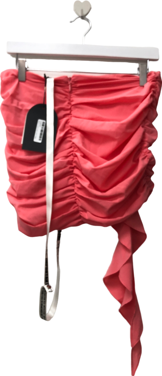 Mistress Rocks Pink Coral Gathered Mini Skirt UK M