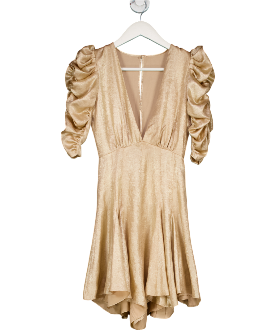 Cinderella's Closet Metallic Puff Sleeve V-neck Ruched Sleeve Dress 10 Years
