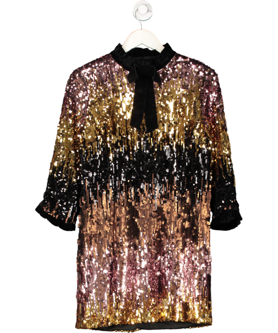 ZARA Multicoloured Velvet Trimmed Sequin Mini Dress UK M