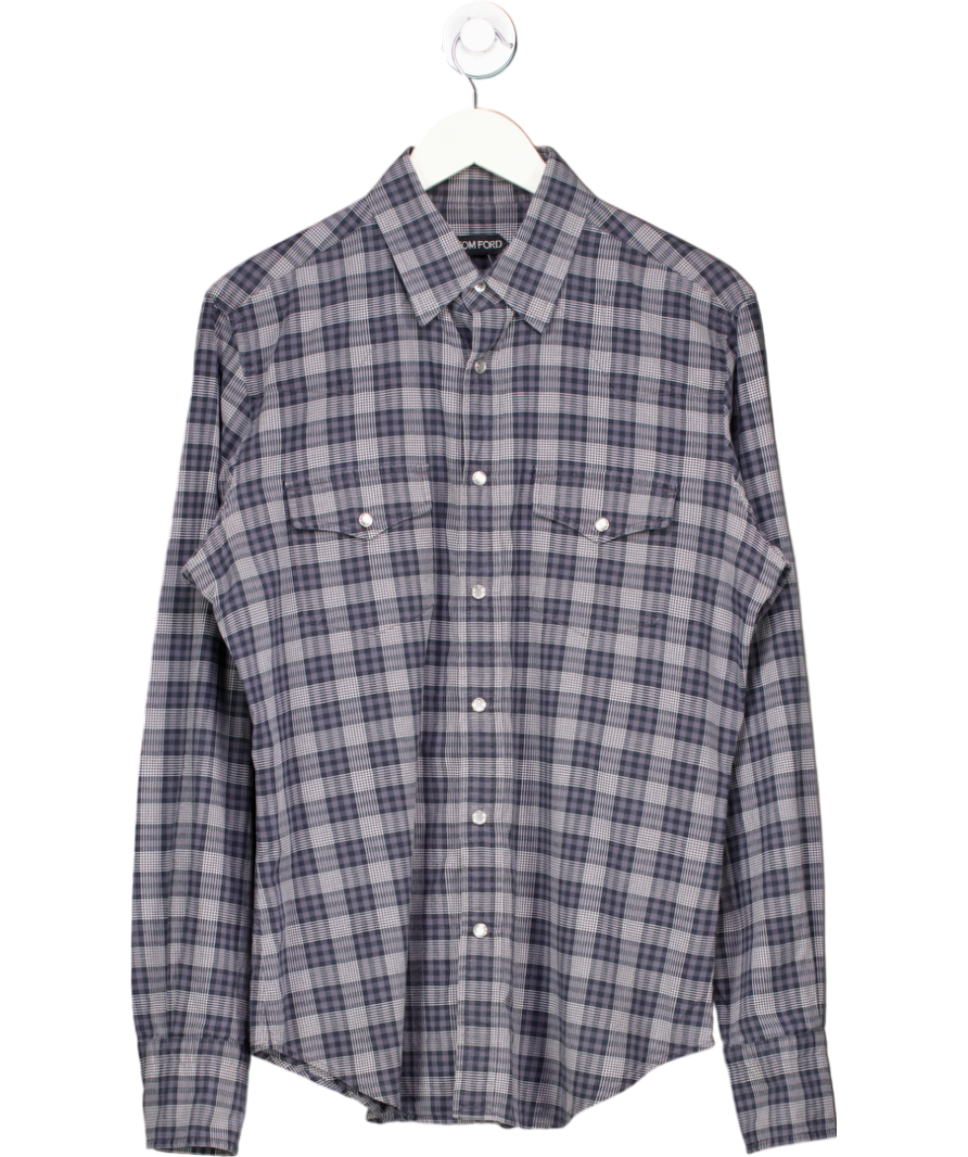 Tom Ford Black Mickey Slim-fit Checked Flannel Western Shirt UK S
