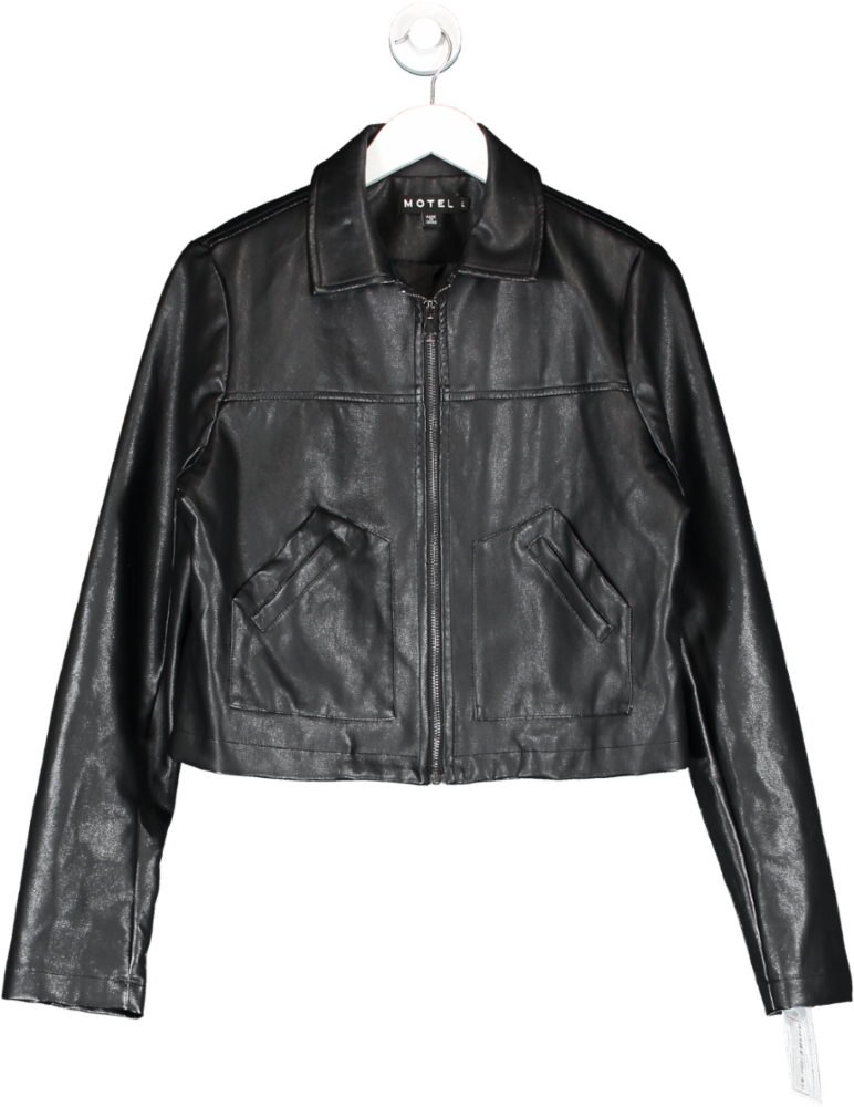 Motelrocks Black Pu Leather Look Jacket UK L