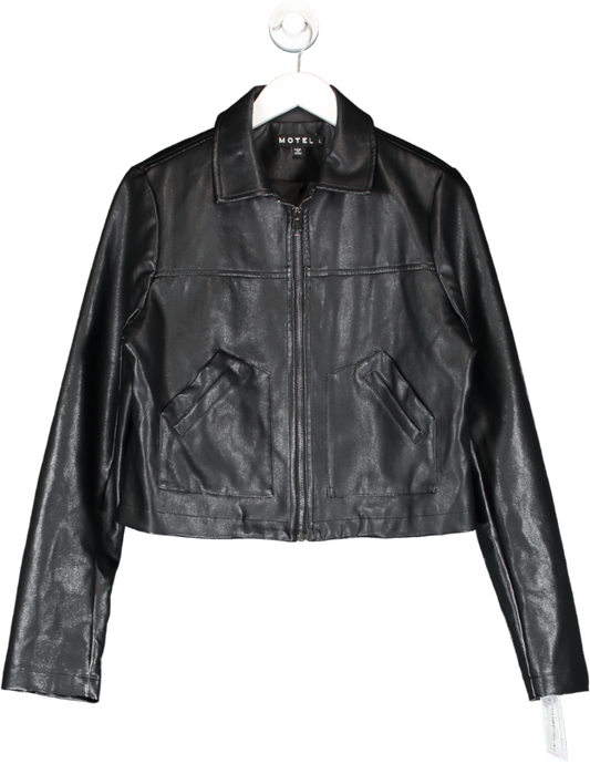 Motelrocks Black Pu Leather Look Jacket UK L
