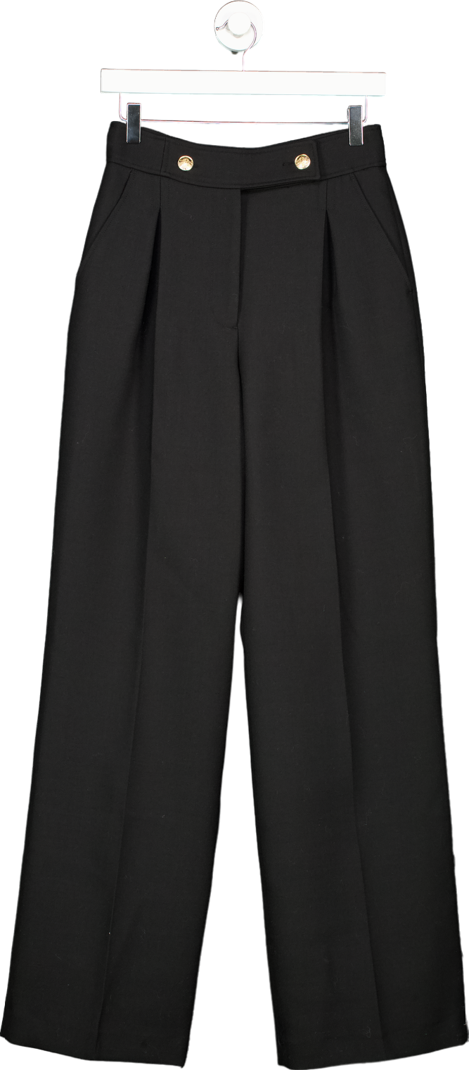 Sézane Black High-Waisted Trousers UK 10