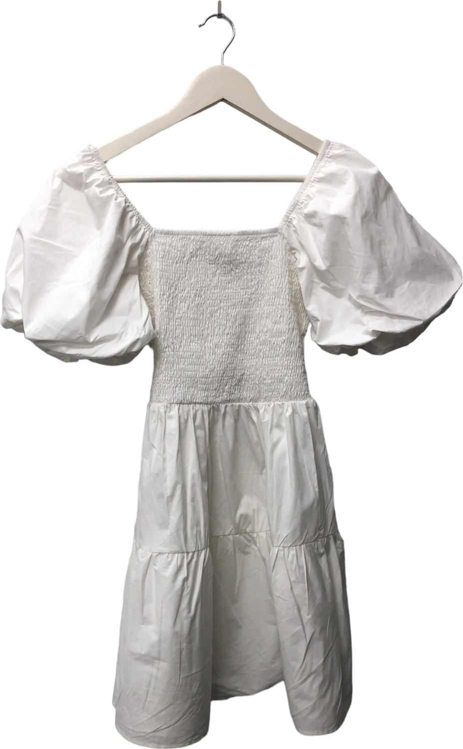 In The Style Poplin Milkmaid Balloon Sleeve Playsuit With Lace Neck Detail In White UK 12