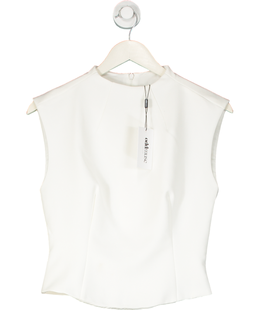 OddMuse White Structured Sleeve Top UK M