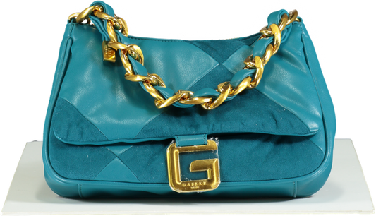 GAëLLE Paris Teal Patchwork Chain Shoulder Bag