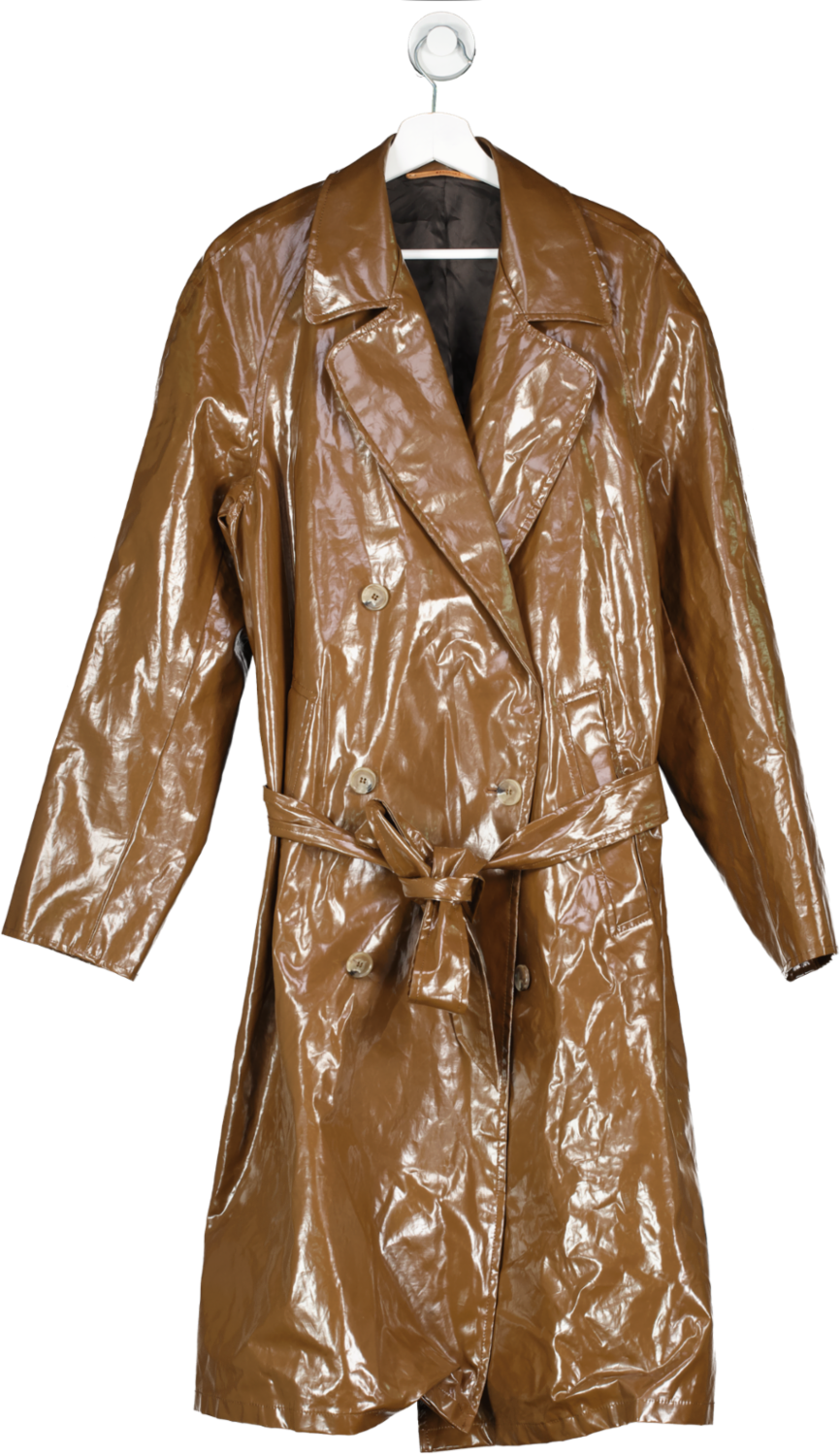 Nanushka Brown Belted Double Breasted Trench Coat UK M