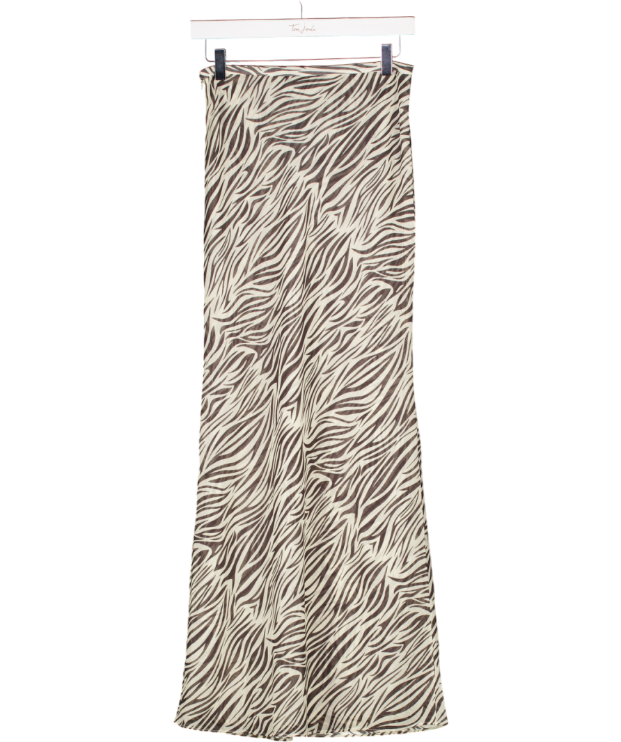 Lioness Black Zebra Print Fishtail Maxi Skirt UK XS