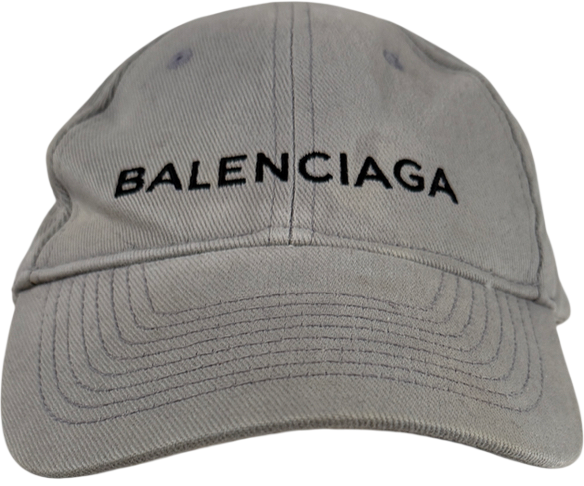 Balenciaga Grey Cotton Logo Baseball Cap Hat L 58 UK L