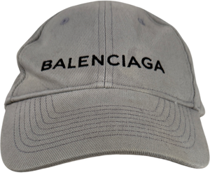 Balenciaga Grey Cotton Logo Baseball Cap Hat L 58 UK L