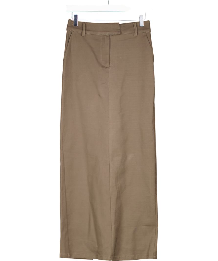 PRETTY LAVISH Brown Brady Tailored Maxi Skirt UK 6