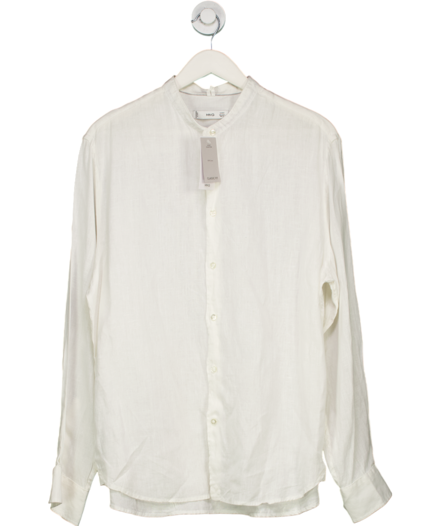 MANGO White Linen Long Sleeve Shirt UK L