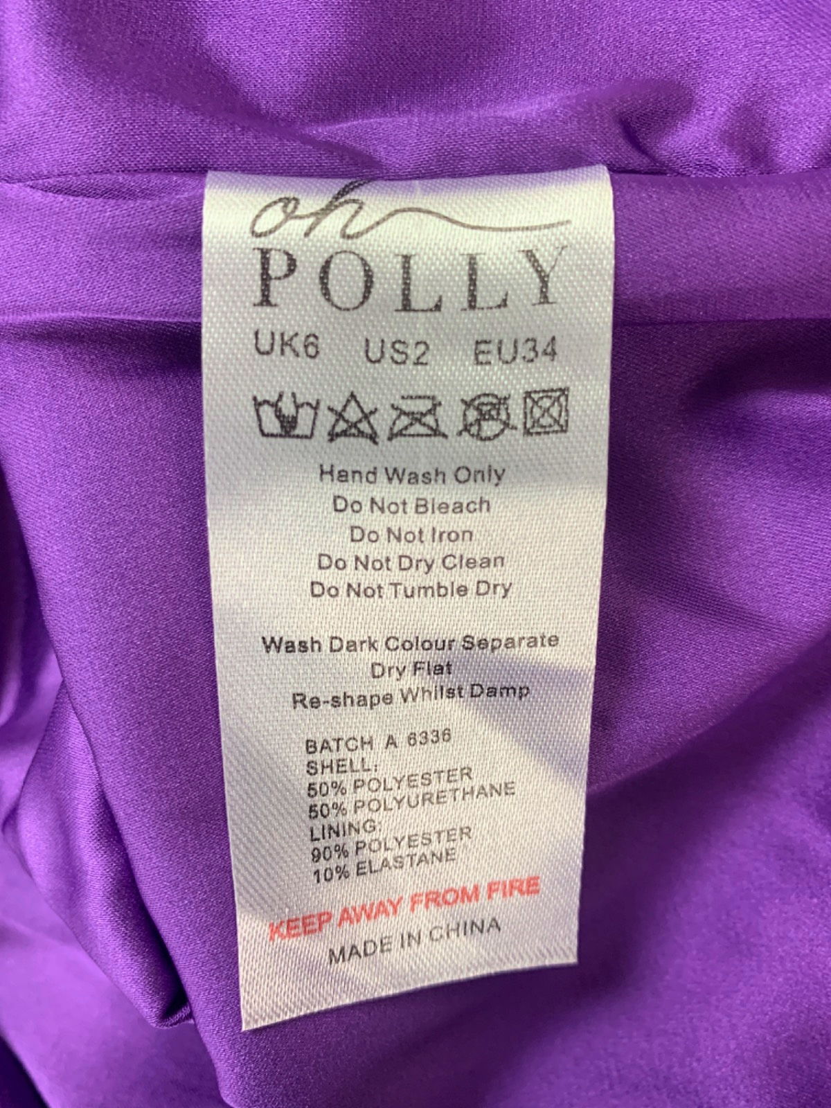 Oh Polly Purple Bodycon Dress UK 6