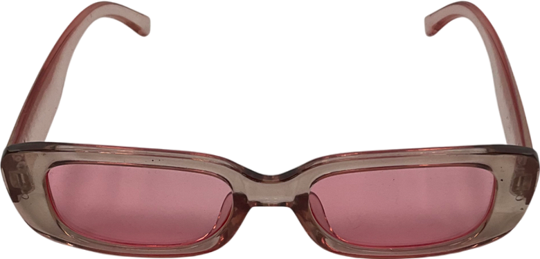 Pink Rectangular Plastic Frame Sunglasses One Size