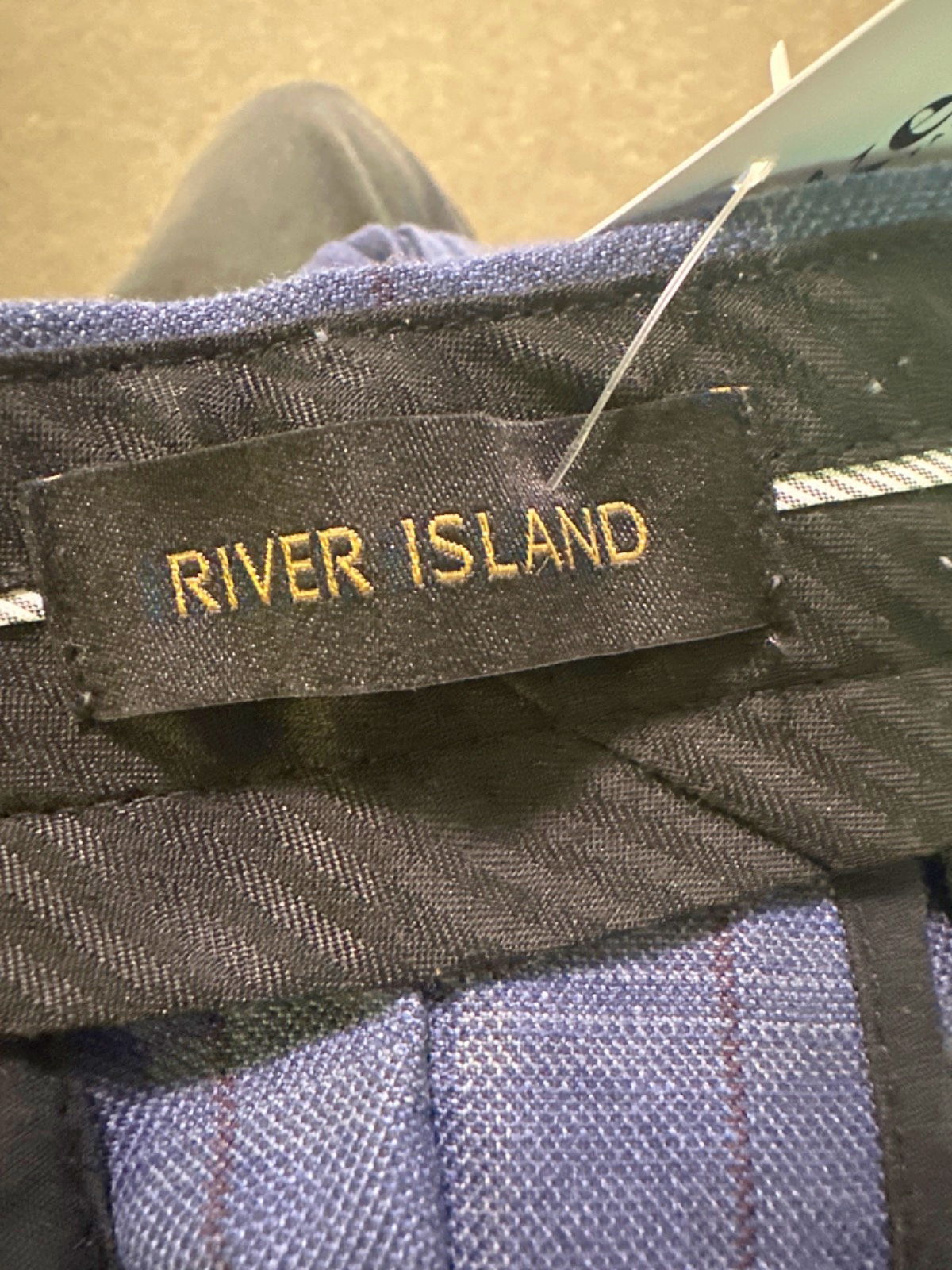 River Island Blue Checked Trousers UK 34R