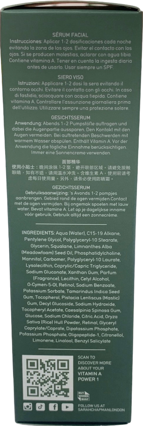 Sarah Chapman Clinic A1 Vitamin A Power 1 Face Serum Retinol + Retinal 30ml