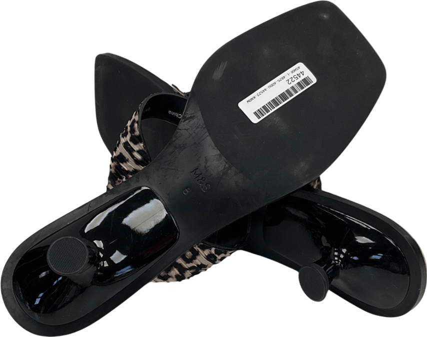 M&S Brown Leopard Print Kitten Heel Sandals UK 8 EU 41 👠