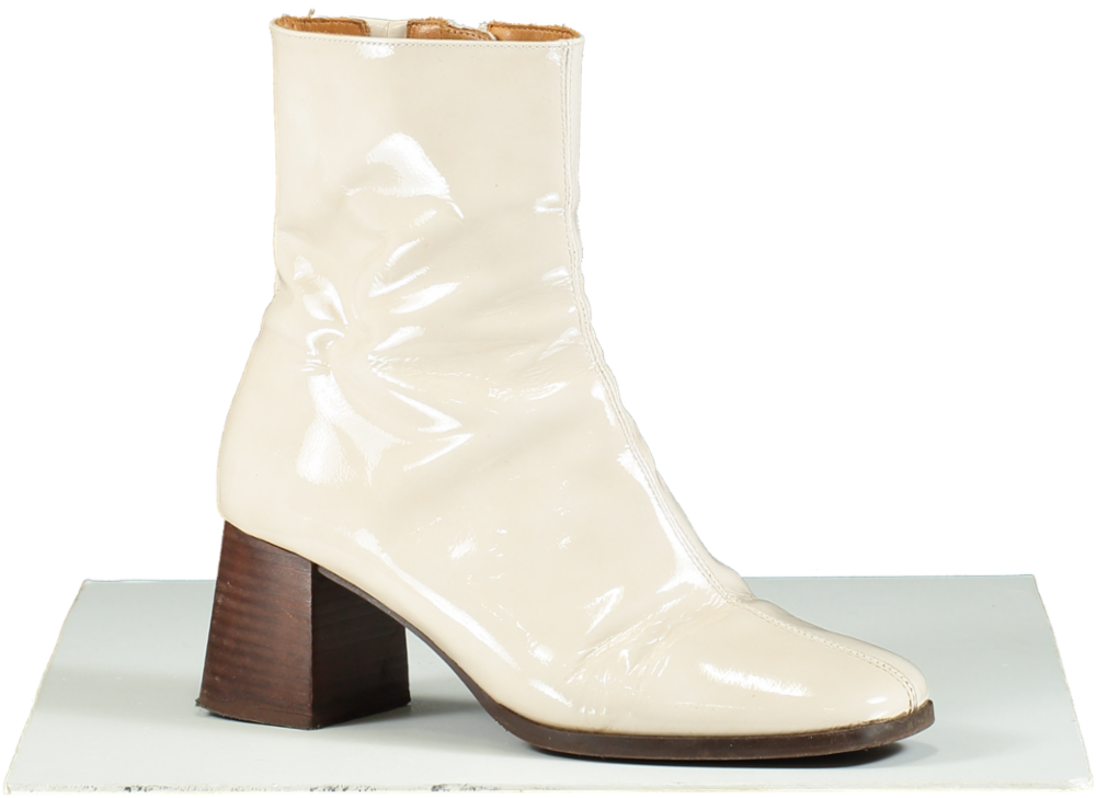 Sézane Ecru Axelle Vernis Ankle Boots UK 7 EU 40