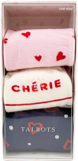 Talbots Multicoloured Valentines X3 Pairs Socks One Size