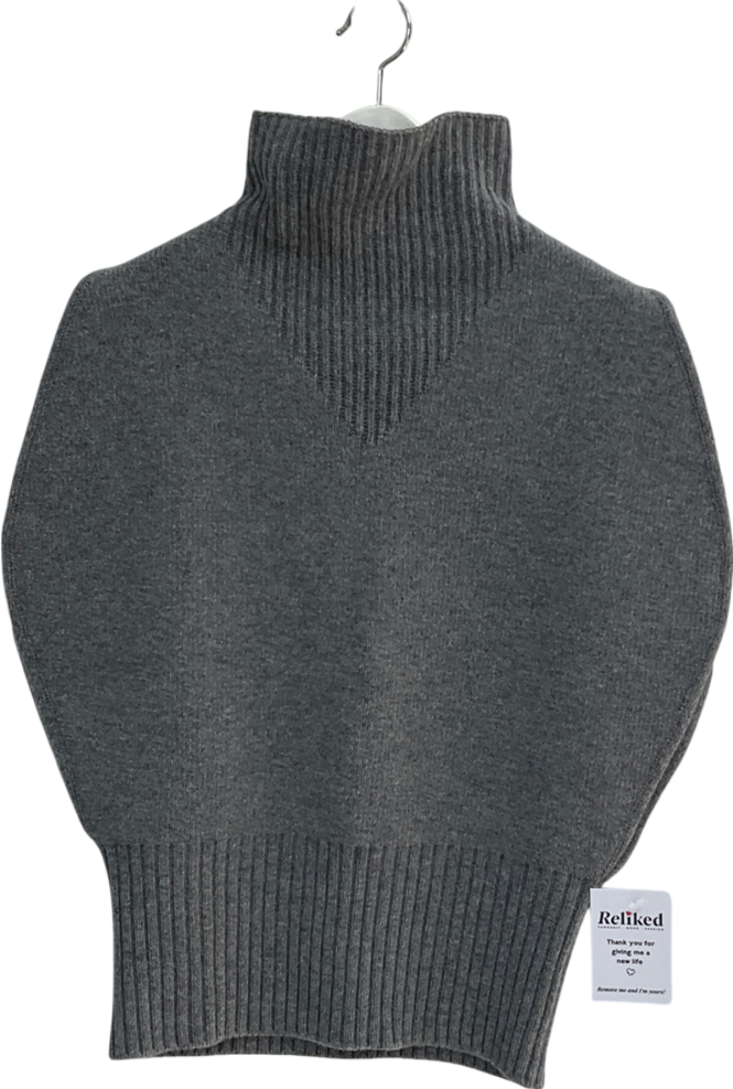 understanding Grey High Neck Ribbed Sleeves Tank Top UK S/M