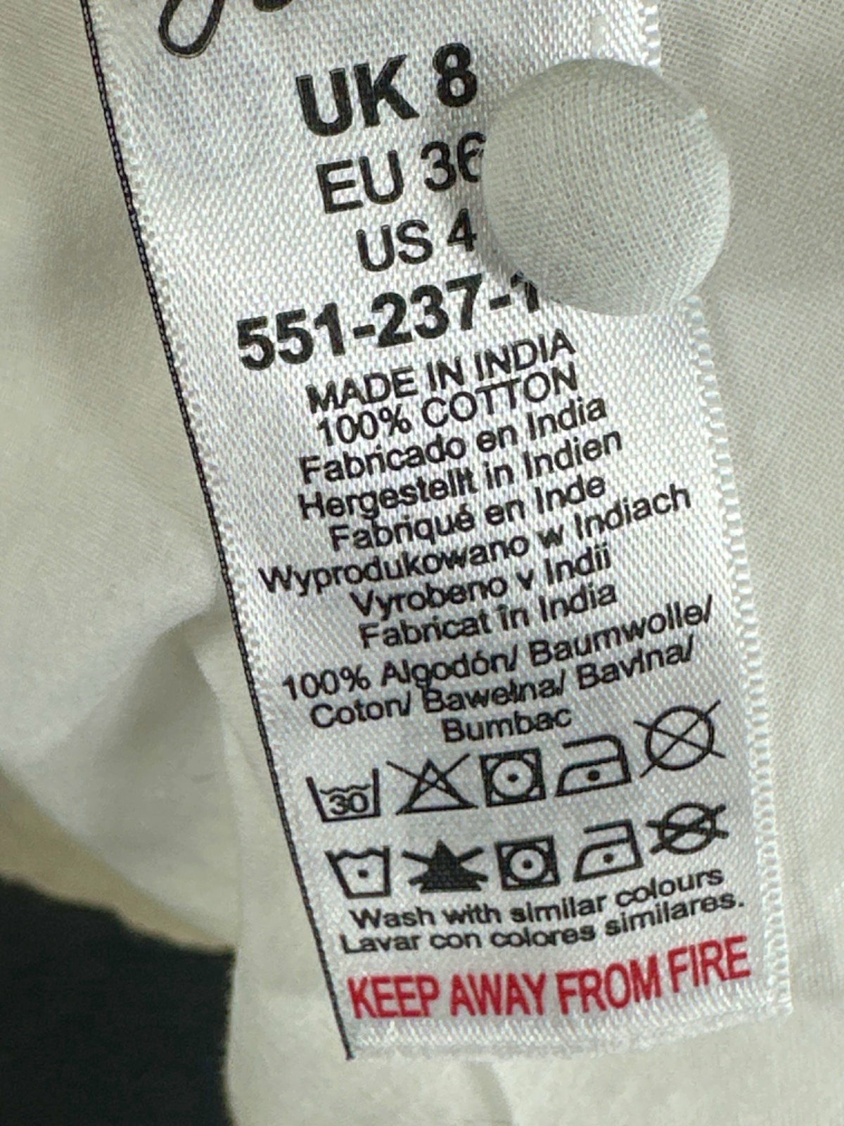 Joules White Long Sleeve Dress UK 8