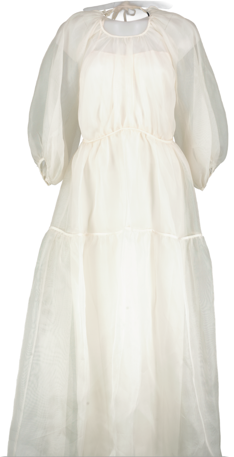 Cecilie Bahnsen Open-back Silk-tulle Dress In Cream UK 12