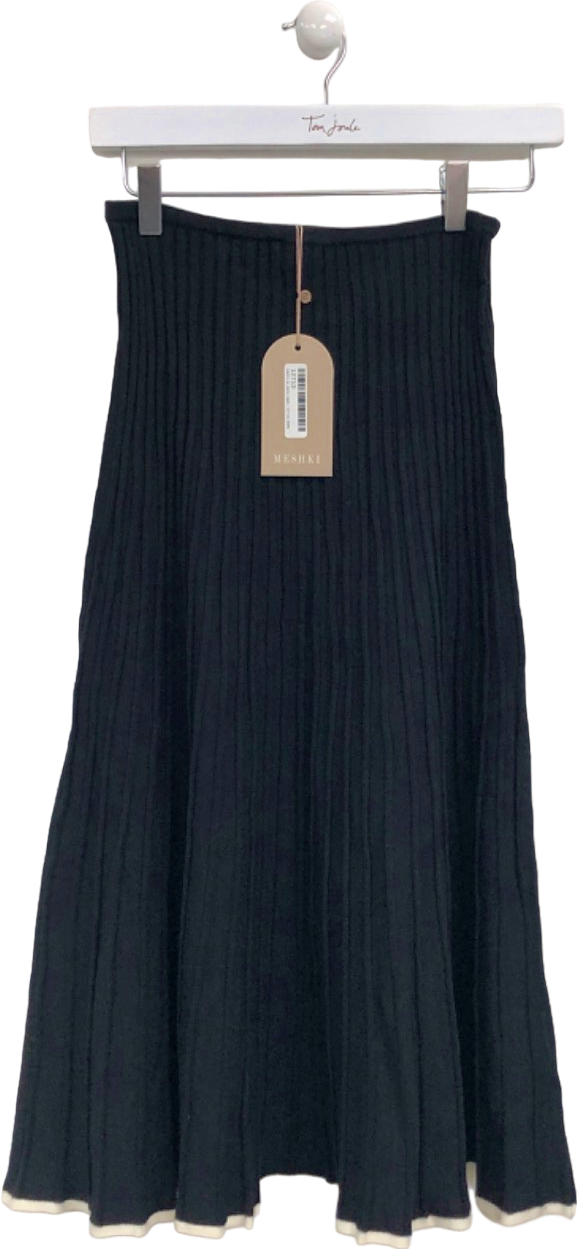 Meshki Black Ribbed Midi Skirt S