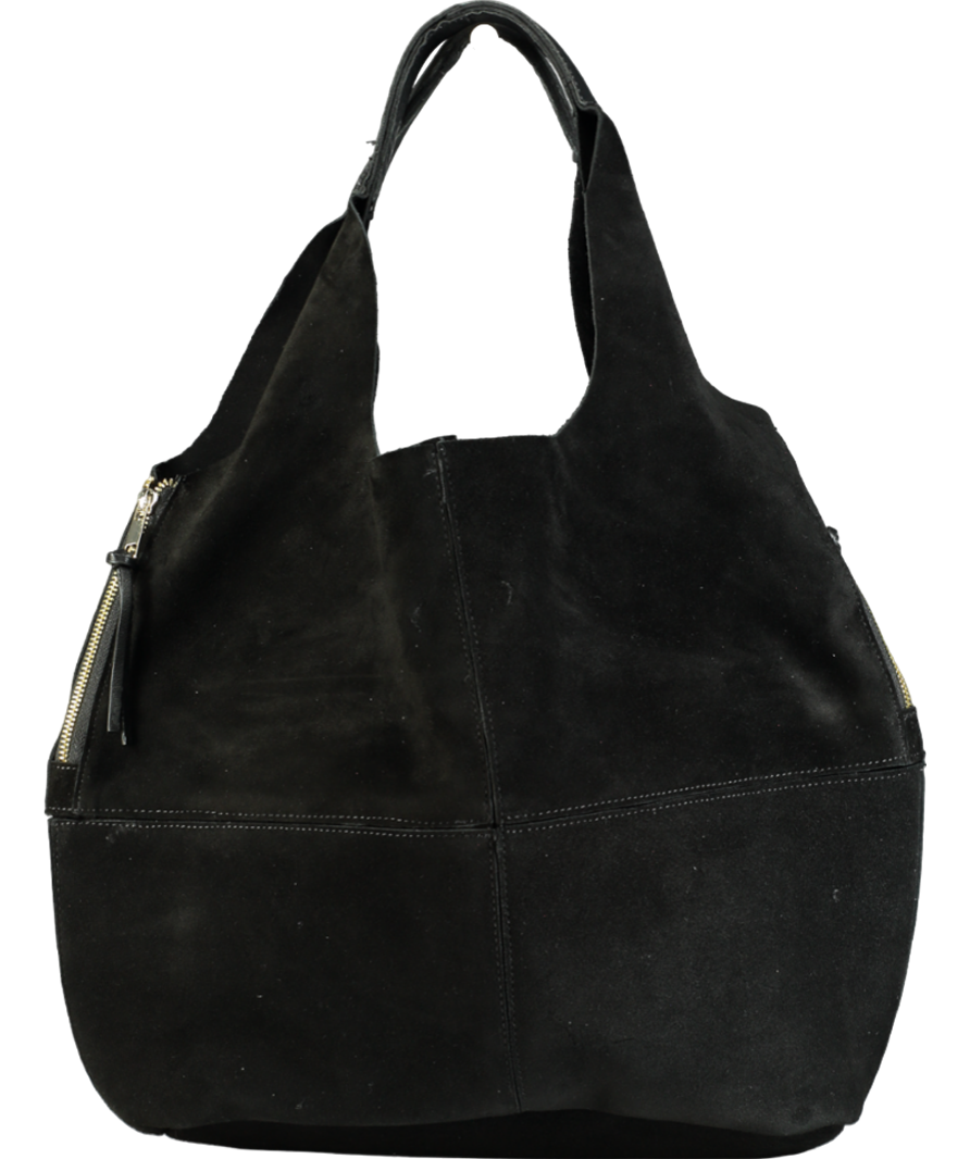 River Island Black Panel Suede Slouch Tote Bag