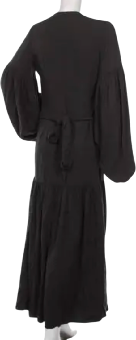 By Malene Birger Black Viscose / Lyocell Frilla Textured Maxi Wrap Dress Fr34 UK 6