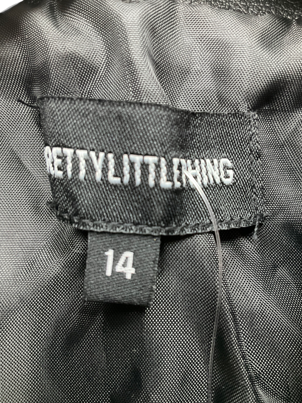 PrettyLittleThing Black Contrast Stitch Faux Leather Oversized Biker Jacket UK 14