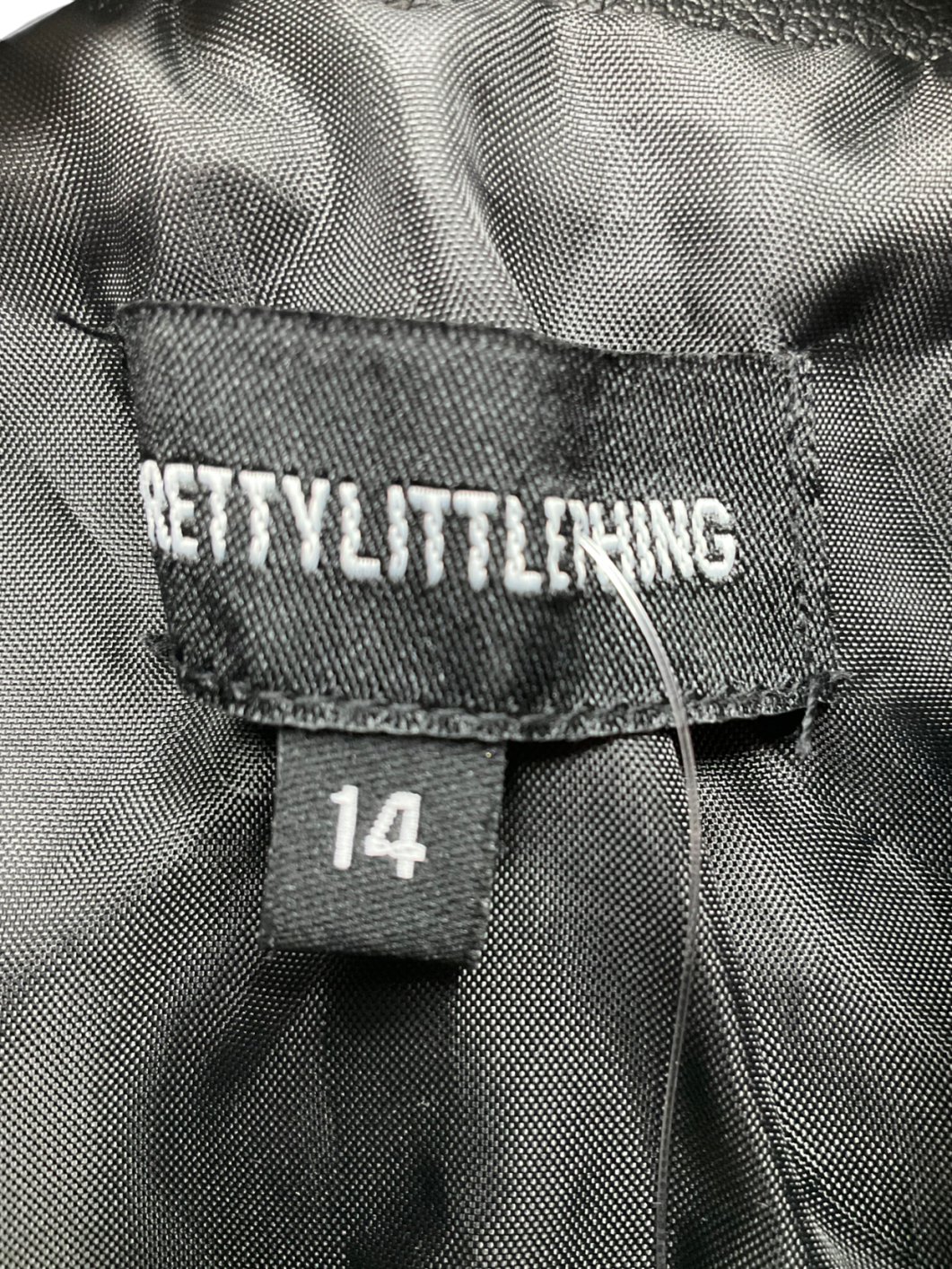 PrettyLittleThing Black Contrast Stitch Faux Leather Oversized Biker Jacket UK 14